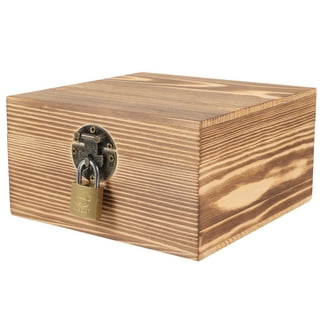 Wooden Storage Box with Hinged Lid and Locking Key, 11 X 8.5 X 5