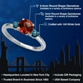 thumbnail image 2 of Gem Stone King 14K White Gold Red Garnet and Blue Diamond Engagement Ring for Women | 1.40 Cttw | Round 6.5MM | Gemstone January Birthstone | Size 7, 2 of 6