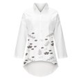 thumbnail image 5 of Blusa con bolsillo y estampado de solapa con botones de manga larga informal para mujer Pompotops FGAJ20573, 5 of 5