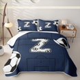 thumbnail image 2 of Feelyou Football Letter Z Quilt Full for Boys, Cartoon Stripe Ball Print Full Bedspread Sets, 3pcs, 2 of 7