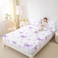 thumbnail image 4 of Manfei Lovely Bowtie Full Size Sheets,Purple Heart Print Bed Sheets,Ribbon Bow Knot Sheet Sets For Girls,Microfiber Bedroom Decor,4pcs, 4 of 7