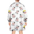 thumbnail image 2 of Wearable Oversized Blanket,White Cow Happy Pattern Wearable Blanket Hoodie for Adults,Cozy Hooded Blankets with Super Pockets,Super Warm Fuzzy Pullover for Women & Men, 2 of 6