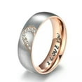thumbnail image 4 of Rose Gold/Black Heart CZ Stainless Steel Silver 'I LOVE YOU' Couple Ring Sz 5-12, 4 of 7