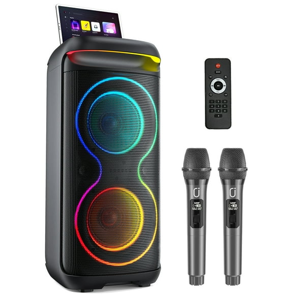 JYX Large Bluetooth Speaker, Portable Party Speaker with 2 Microphones & LED Light & Remote Control, Subwoofer, Partybox, T20-T