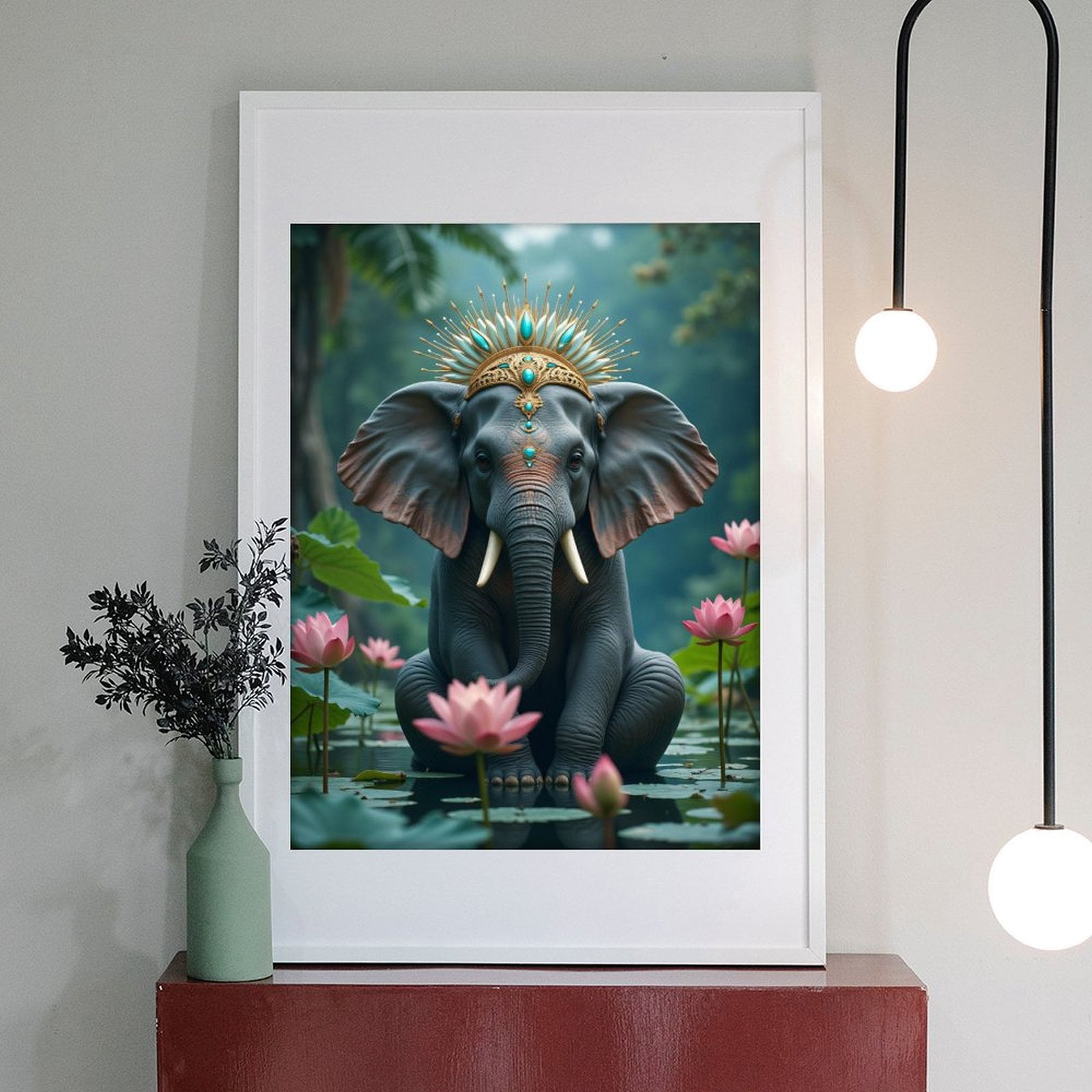 Diamond Art Kits for Adults - 5d Elephant Lotus Crown Nature Elegance Diamond Painting for Adults, Diamond Art for Adults Beginners, Diamond Painting Kits for Adults for Home Wall Decor