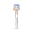 thumbnail image 3 of ANGARA Natural Cushion 1.05 ct Tanzanite & Half Moon Diamond Leaf Ring in 14K White & Rose Gold for Women (Size-6mm) | December Birthstone, Anniversary Jewelry Gift for Women | Natural Tanzanite Ring, 3 of 9