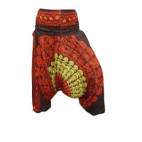 Mogul Women Red Brown Loose Baggy Harem Pant Boho Chic HIPPIE Gypsy Ethnic Printed Comfy Pants