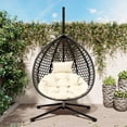 thumbnail image 2 of Egg Chair with Stand, Indoor/Outdoor Hanging Egg Chair with Removable & Washable Cushions, Hammock Rattan Swing Chair with 330 LBS Capacity for Bedroom, Balcony, Poolside, Garden, Backyard, 2 of 7