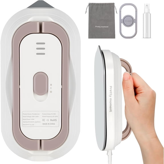 Travel Iron with Global Voltage, Mini Dry Iron for Clothes, 110-240V, Ceramic Non-Stick Soleplate, 0.8lbs Lightweight, 60s Heat Up