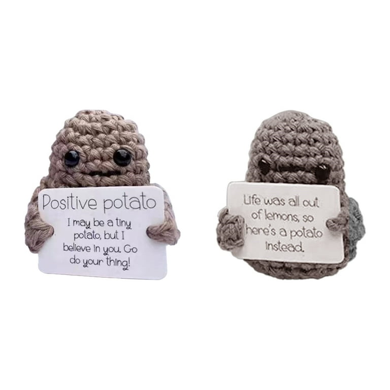 Positive Potato, 2 Inch Funny Positive Potato Gift Cute Creative Knitted  Crochet Positive Potato Interesting Wool Potato Doll Toy for Party