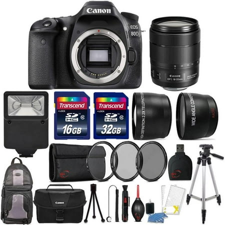Canon EOS 80D 24.2MP DSLR Camera with 18-135 USM Lens and 48GB Accessory