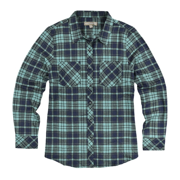 Victory Outfitters Women's Assorted Long Sleeve Brushed Flannel Shirt - Moss -S