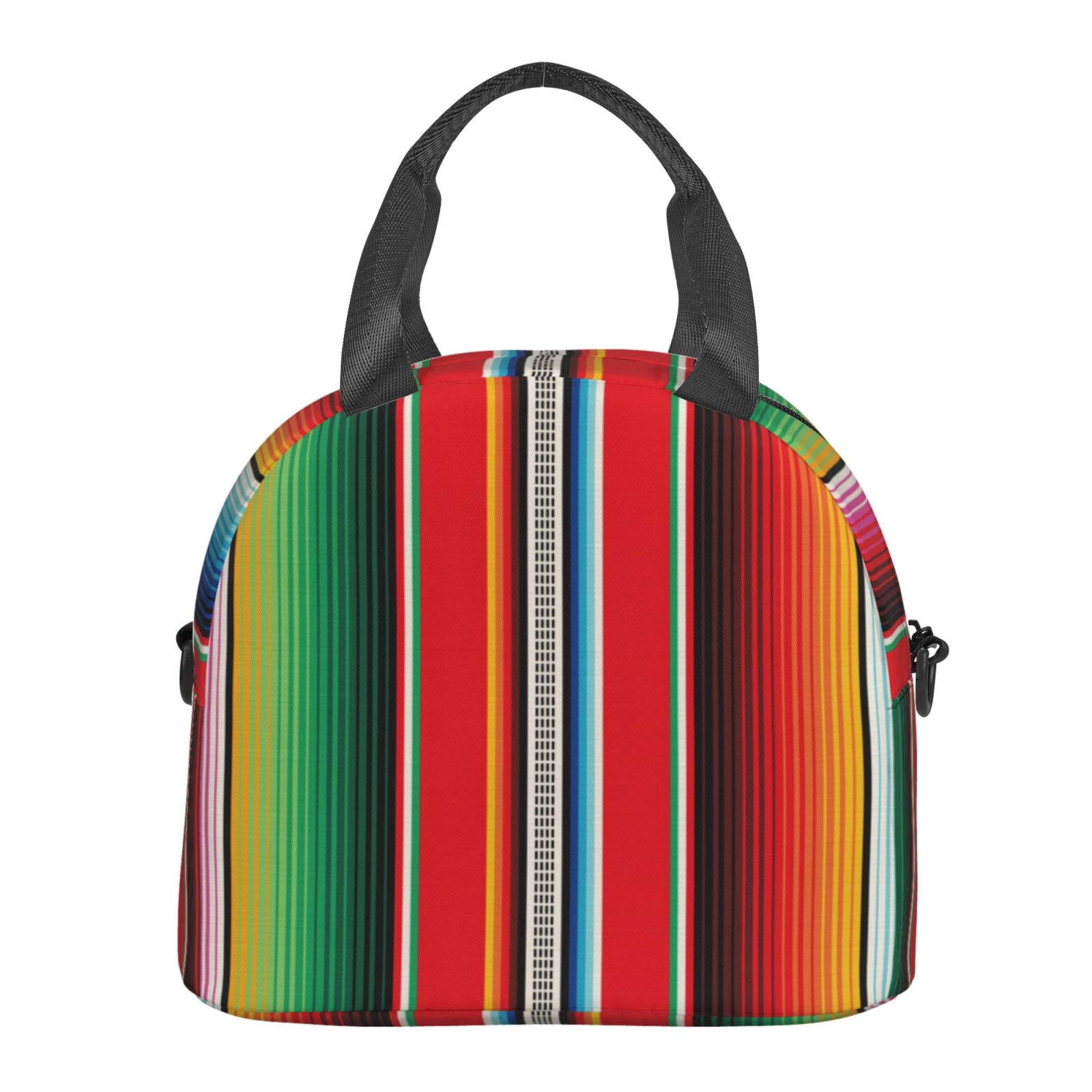 Hirioo Mexican Serape Blanket Stripes for Crossbody Lunch Box for Women Men with Adjustable Shoulder Strap for School, Work and Travel