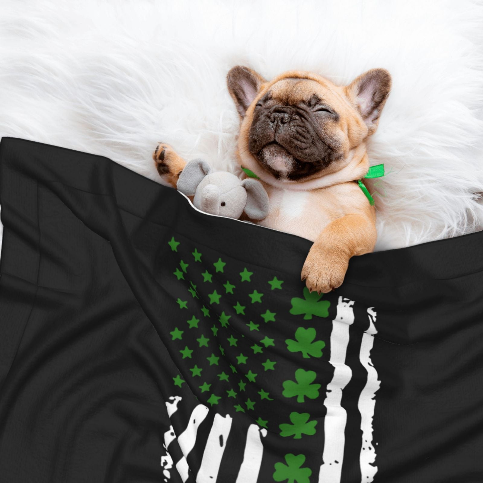 Flannel Throw Dog Blanket St. Patrick'S Day Big Irish America Flag Soft Warm Print Pet Blankets for Small Dog Cat Puppy