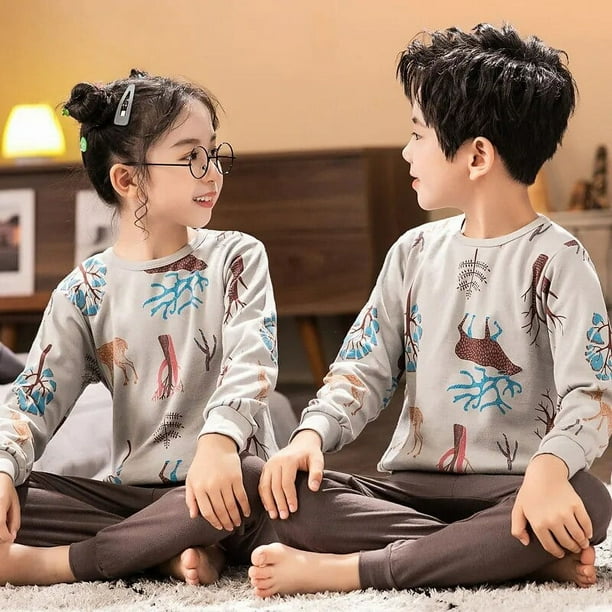 Conjunto de pijamas de invierno para ninos ropa de dormir navidena de algodon para ninas pijamas de animales ropa de dormir para el hogar para ninos de 4 6 8 10 y