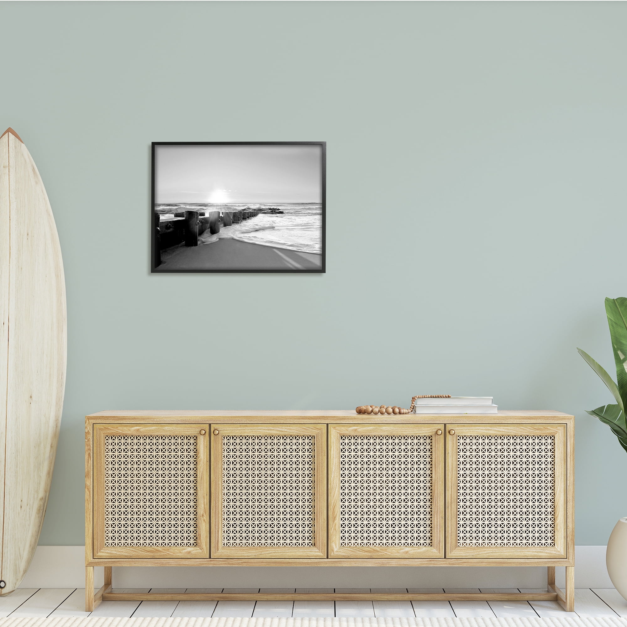 Stupell Indtries Beach Tide Sea Foam Landscape Black White Photography,30 x 24,Design by Natalie Carpentieri
