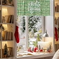 thumbnail image 4 of Merry Christmas Valances for Windows, Poinsettia Winter Snowflake Green Plaid Rod Pocket Valance Short Window Treatments Curtains for Kitchen Bathroom Bedroom Decor, 42 x 12 In, 4 of 9
