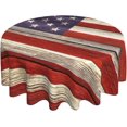 thumbnail image 2 of Usa American Flag July 4th Memorial Day Patriotic Round Tablecloth Waterproof Wipeable Tablecloth Cover Home Restaurant Kitchen Picnic Party Decoration 60 Inch Circular Tablecloth for 20-47 Inch, 2 of 6