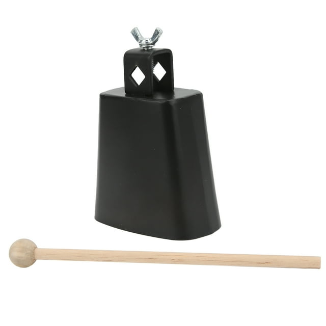 Cencerro de metal para hacer ruido, instrumento de percusión manual, con baqueta para batería, 4 pulgadas/10,2 cm