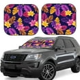 thumbnail image 2 of Bingfone Purple Flower Print 2-Piece Sun Shade Front Windshield - Foldable Car Front Window Sunshades For Most Sedans Suv Truck - Medium, 2 of 7
