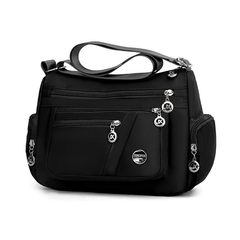 LA TALUS Women's One Shoulder Handbag,Pockets Crossbody Bag for Women  Waterproof Nylon Single Shoulder Bag Travel Purses and Handbags Black