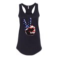 thumbnail image 2 of Wild Bobby, American Flag Peace Sign Hand Pop Culture Ladies Racerback Tank Top, Black, X-Large, 2 of 3