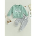 thumbnail image 2 of Bagilaanoe 2PCS Toddler Baby Boy Long Pants Set Letter Print Long Sleeve Sweatshirt Pullover Tops + Sweatpants 6M 12M 18M 24M 3T Kids Casual Sweatsuits, 2 of 8
