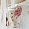 thumbnail image 3 of Taza térmica periférica de acero inoxidable con forma de corazón para mujer, taza de café de gran capacidad, con pajita, regalo, 3 of 6