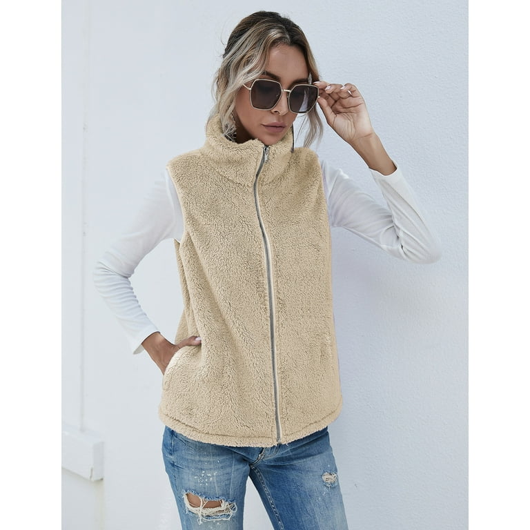 Womens sherpa fleece vest sale