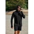 thumbnail image 3 of Pinspark Men's UPF 50+ Long Sleeve Rash Guard - Sun Protection Hoodie UV SPF Fishing Shirt for Athletic Running Swim Hiking Black L, 3 of 8
