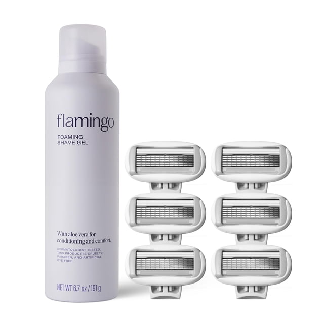 Maquinillas de afeitar, recambios y gel de afeitar Flamingo para mujer, 6 unidades
