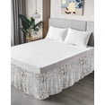 thumbnail image 4 of Vintage Botanical Wrap Around Bed Skirts for Queen Bed 18" Drop,Bed Skirt with Adjustable Elastic Belt Dust Ruffle Bed Valance for Bedroom Hotel Spring Floral Botterfly Summer Flower Bed Frame Cover, 4 of 7