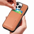 thumbnail image 2 of Dteck Detachable Back Cover for iPhone 16 Pro Max with Card Holder, Magnetic Wallet Pocket Carbon Fiber Texture PU Leather Slim Phone Case, Brown, 2 of 12