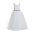 thumbnail image 2 of Ekidsbridal Girl Baptism Flower Girl Dress - Ivory Lace A-Line Keyhole Back Tulle with Sequin Sash 178mh-A (Size: 2-12), 2 of 3