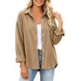 thumbnail image 2 of VBVC Women's Corduroy Button Down Shirt , Ladies' Long Sleeve Collared Blouse , Fall Winter Work Tops For Women, S-2XL, 2 of 6