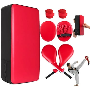 7-in-1 Taekwondo Kick Pad Set, Martial Art Kicking Pad, PU Leather Boxing Focus Pad, Boxing Training Equipment, Target Punching Pads & Hand Wraps for Karate, Sparring, MMA, Muay Thai