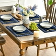 thumbnail image 6 of Dark Blue Linen Placemats, 18 x 12 inch, Waterproof and Absorbent Holiday Table Mats Set of 4 for Home Dining & Special Occasions, 6 of 6