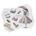 thumbnail image 1 of Ambesonne Heels and Dresses Place Mats Set of 4, Summer Theme, Standard Size, Multicolor, 1 of 6