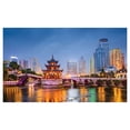 thumbnail image 4 of City Ceramic Toothbrush Holder, Guiyang China Skyline at Jiaxiu Pavillion on the Nanjing River Cityscape at Dusk, Decorative Versatile Countertop for Bathroom, 4.5" X 2.7", Multicolor, 4 of 4