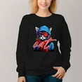 thumbnail image 4 of Women's  Crew Neck Pullover Cozy Clothes Autumn Winter-Cool Cat Print, 4 of 16