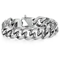 Hermah 15mm Wide 10inch Men's 316L stainless steel Curb Cuban Link Bracelet Chain