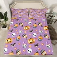 thumbnail image 2 of jejeloiu Halloween Pumpkin Lantern Twin Sheet Sets,Sweet Dessert Twin Fitted Sheet,Black Bats Flat Sheet For Girls Boys,Super Cozy Room Decor,3 Pieces, 2 of 7