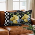 thumbnail image 3 of Summer Lemon Throw Pillow Cover Farm Fruit Floral Leaf Black White Plaid Retro Cotton Linen Cushion Cover Throw Pillow Case with Invisible Zipper for Couch Sofa Bed Chair Car 24x24 Inch, 3 of 14
