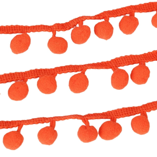 relayinert Polyester Add Touch Of Elegance To Sewing Projects Wide Application Pom Trim Ball Fringe Ribbon Orange