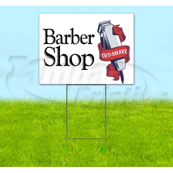 Barber Shop Old School (18" x 24") Yard Sign, Includes Metal Step Stake