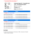 thumbnail image 2 of Carburetor Repair Kit - Compatible with 1975 - 1979 Chevy Caprice 1976 1977 1978, 2 of 2