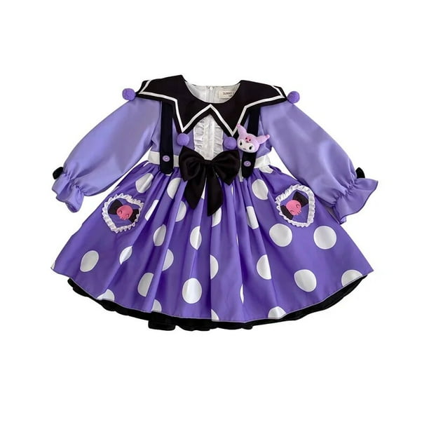 Sanrio Kuromi Cinnamoroll vestido de princesa de manga larga para niños, Anime Kawaii, Mymelody, disfraz de fiesta de Halloween para niñas, regalo, nuevo