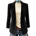 thumbnail image 3 of HongQid Blazer Jacket for Women Corduroy Notched Lapel Single Button Pocket Structured Casual Outerwear Loose Cut Spring Fall Clothes Ladies Trendy Everyday Suit Coat, 3 of 10