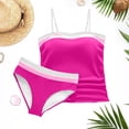 thumbnail image 4 of Roncen Women's Bandeau Swimsuits Strapless Tummy Control Color Block Tankini Sets, 4 of 5