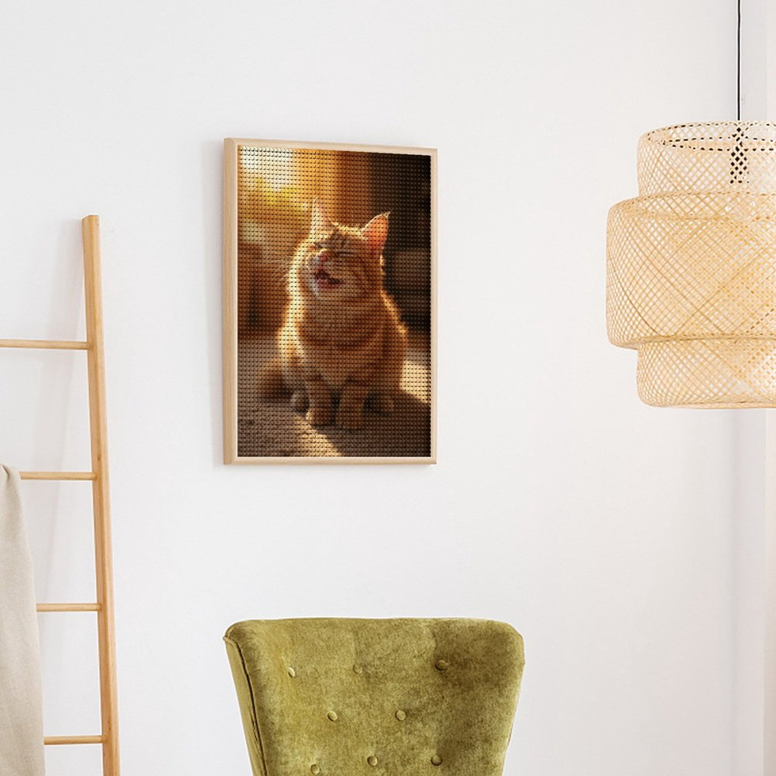 Diamond Art Kits for Adults, Smiling Cat In Sunlit Room 5D Diamond Painting Kits for Adults Beginners, DIY Full Drill Diamond Painting, Gem Art and Crafts 12x16